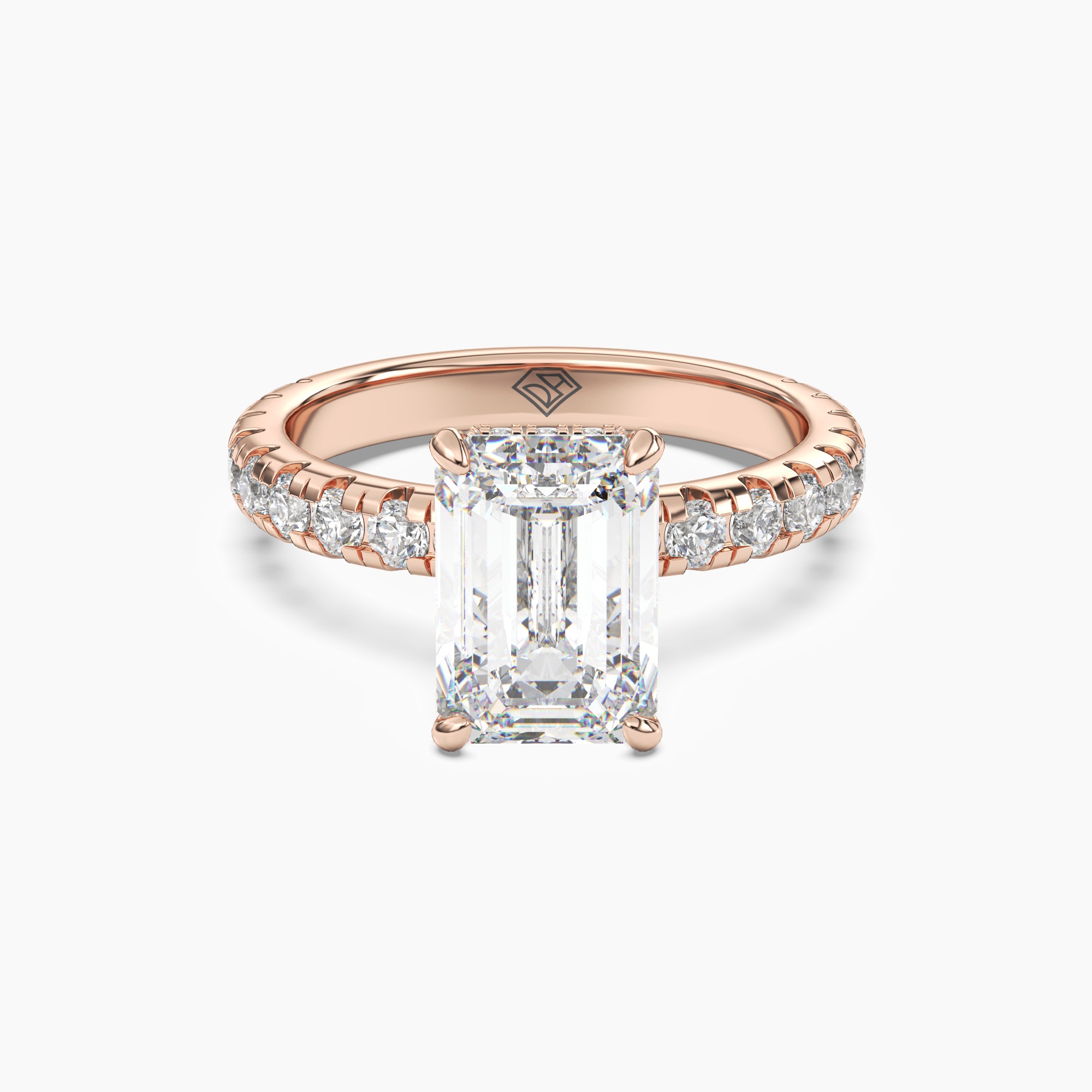Iris 1.5 Carat Emerald Cut Hidden Halo Lab Grown Diamond Ring in Silver - View 7