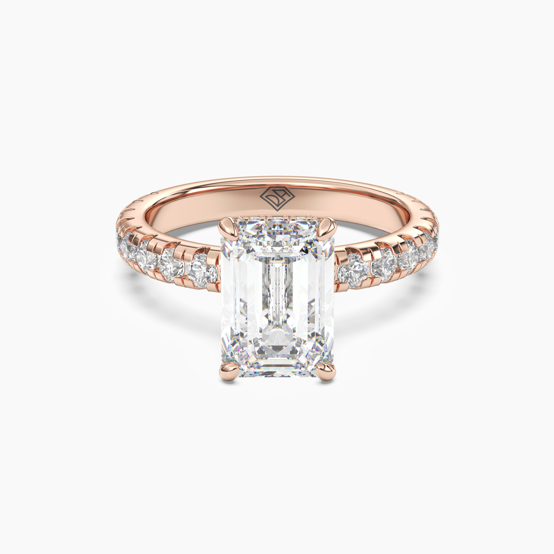 Iris 2 Carat Emerald Cut Hidden Halo Lab Grown Diamond Ring in 14K Yellow Gold - View 7