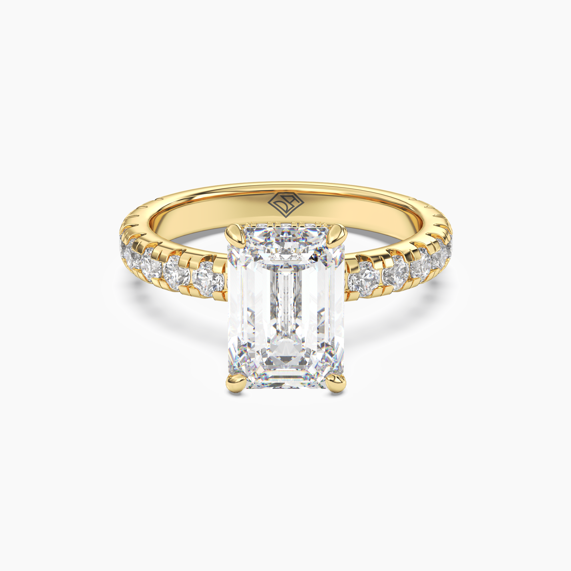 Iris 2 Carat Emerald Cut Hidden Halo Lab Grown Diamond Ring in 10K White Gold - View 4