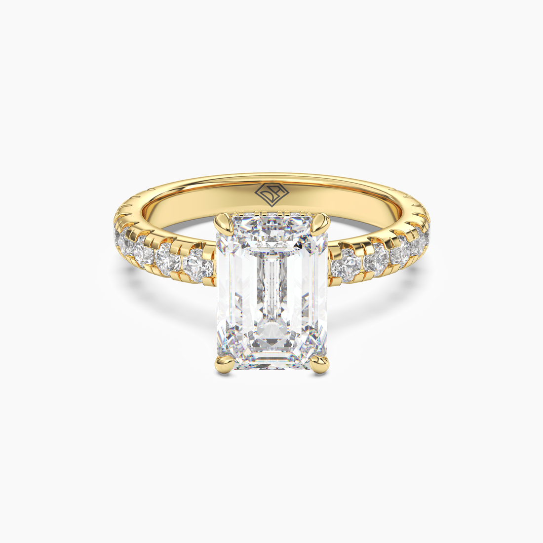 Iris 1 Carat Emerald Cut Hidden Halo Lab Grown Diamond Ring in Platinum - View 4