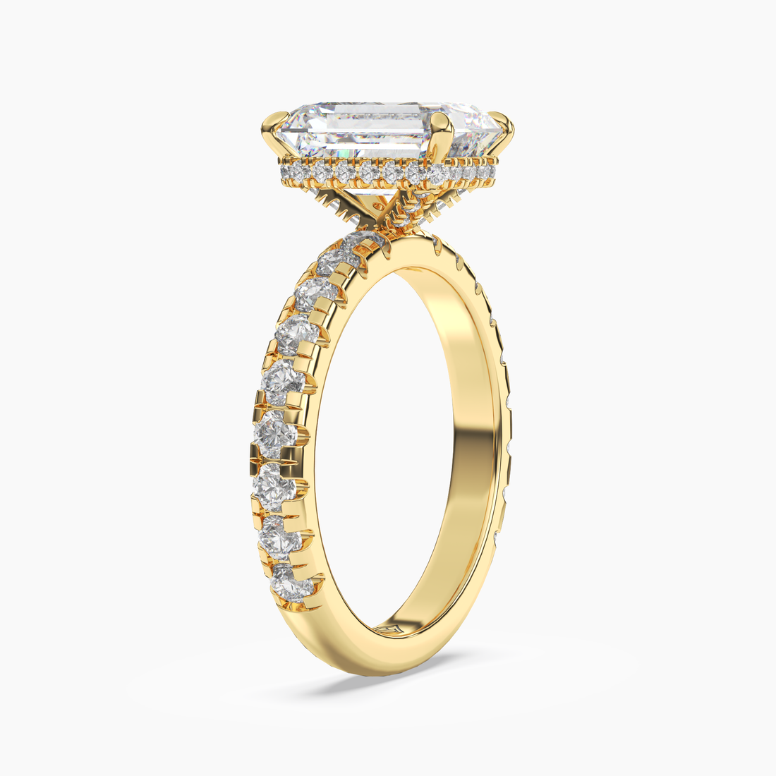 Iris 2.5 Carat Emerald Cut Hidden Halo Lab Grown Diamond Ring in 18K Rose Gold - View 8