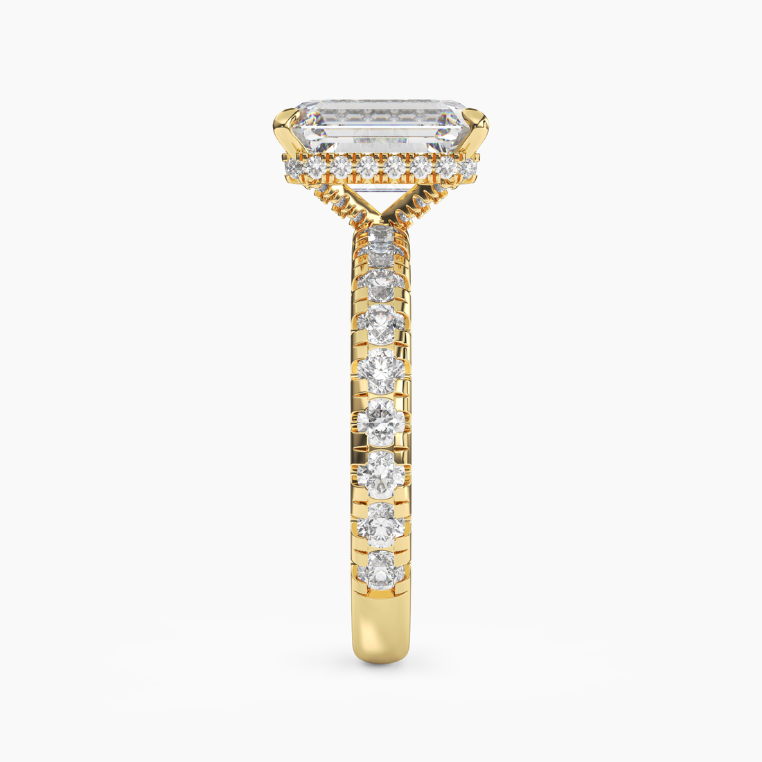 Iris 2 Carat Emerald Cut Hidden Halo Lab Grown Diamond Ring in 14K Rose Gold - View 9