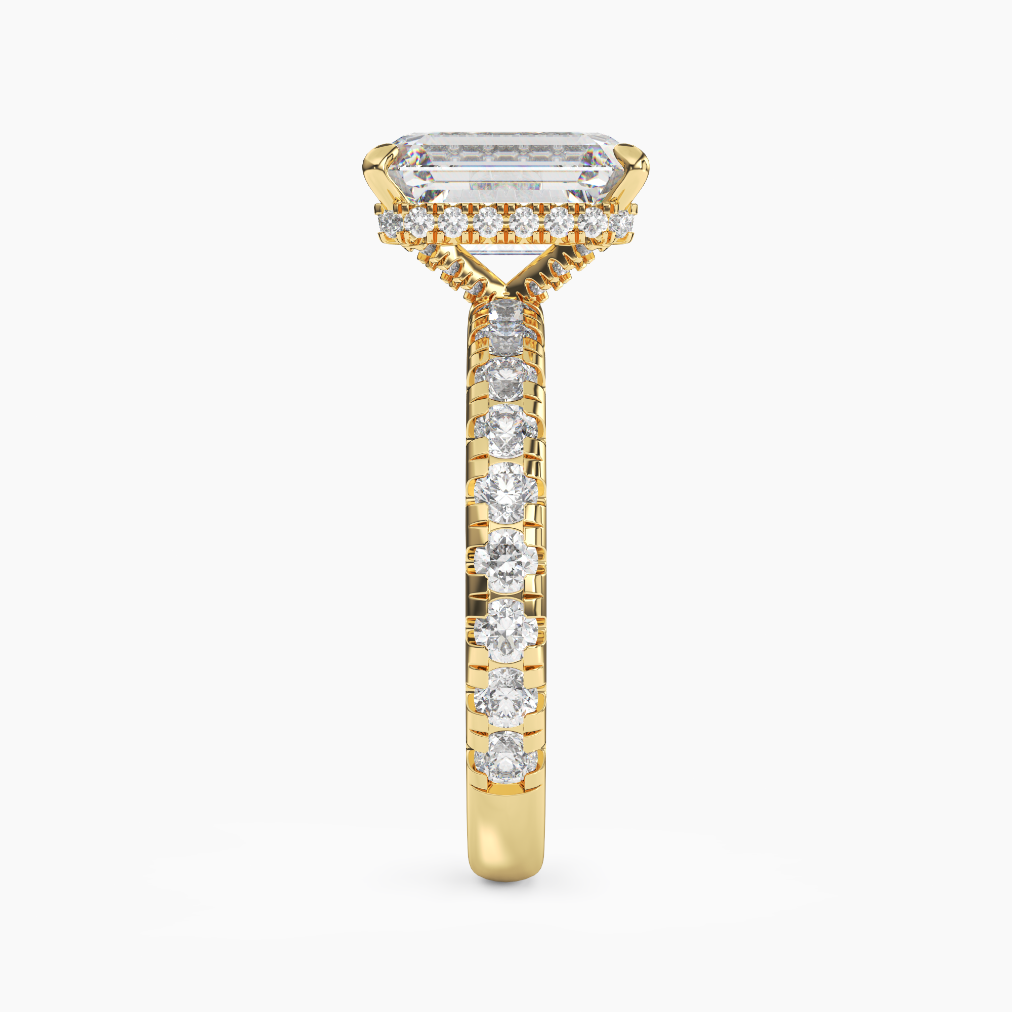 Iris 4 Carat Emerald Cut Hidden Halo Lab Grown Diamond Ring in Platinum - View 6