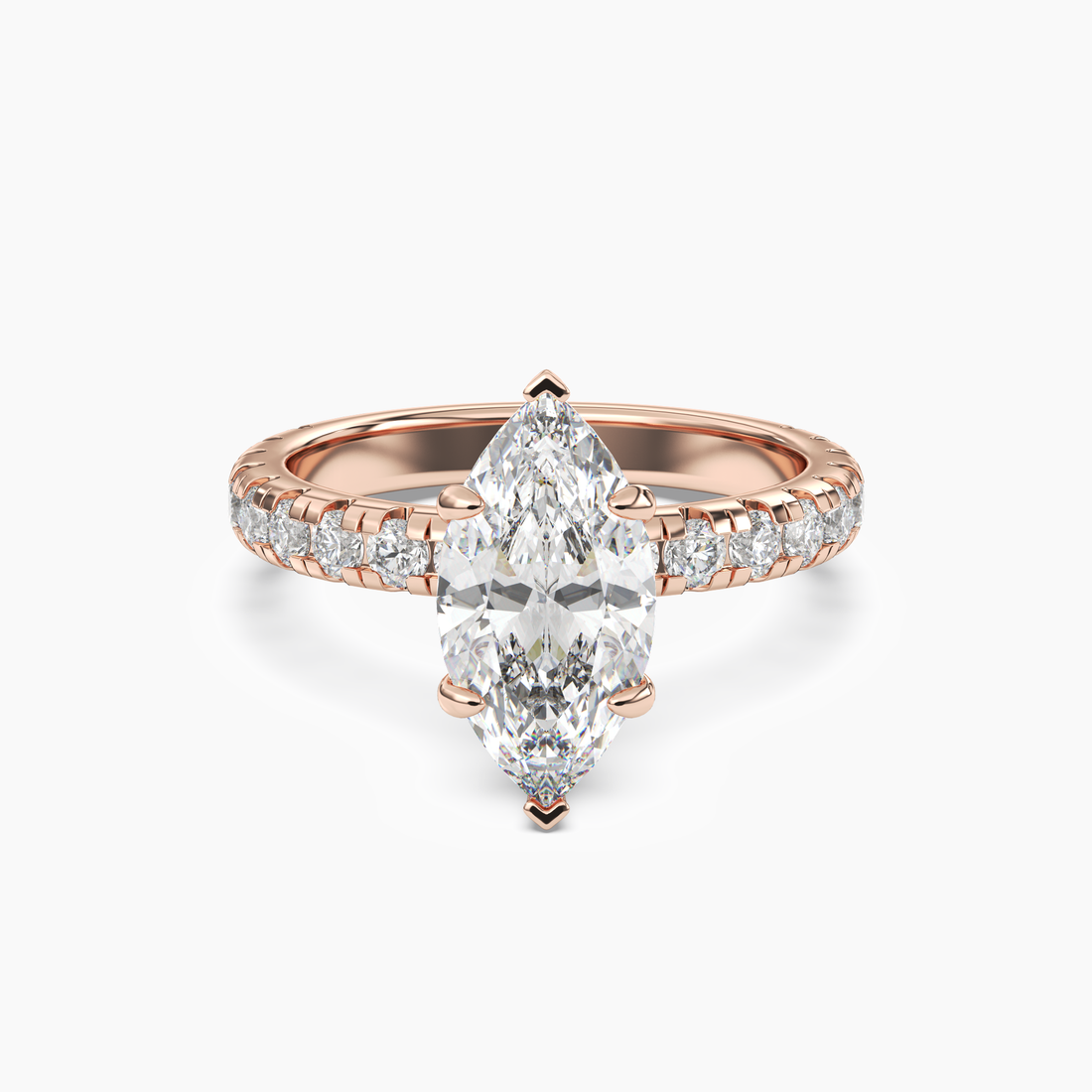 Iris 1 Carat Marquise Cut Hidden Halo Lab Grown Diamond Ring in 10K White Gold - View 7