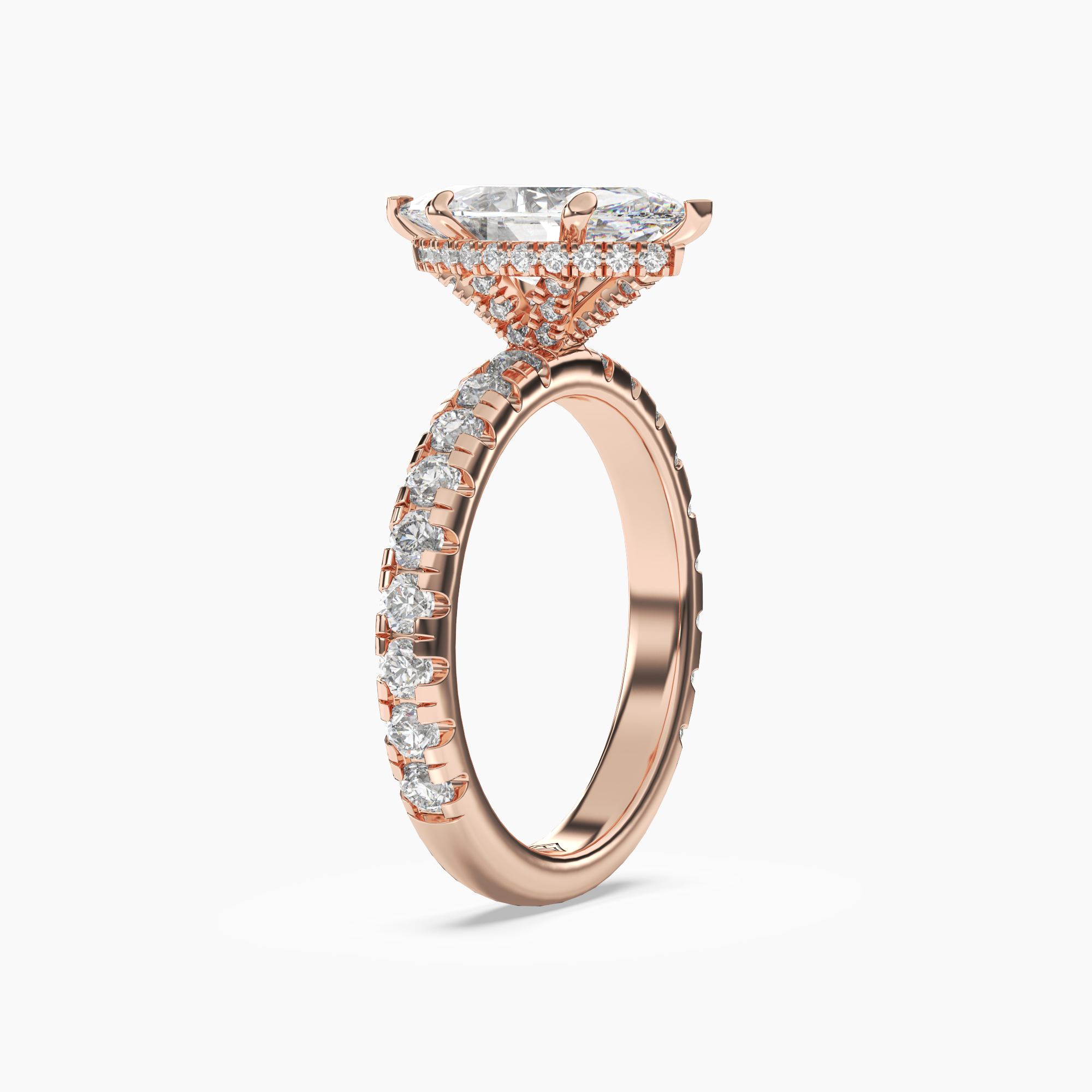 Iris 3.5 Carat Marquise Cut Hidden Halo Lab Grown Diamond Ring in 10K Rose Gold - View 2