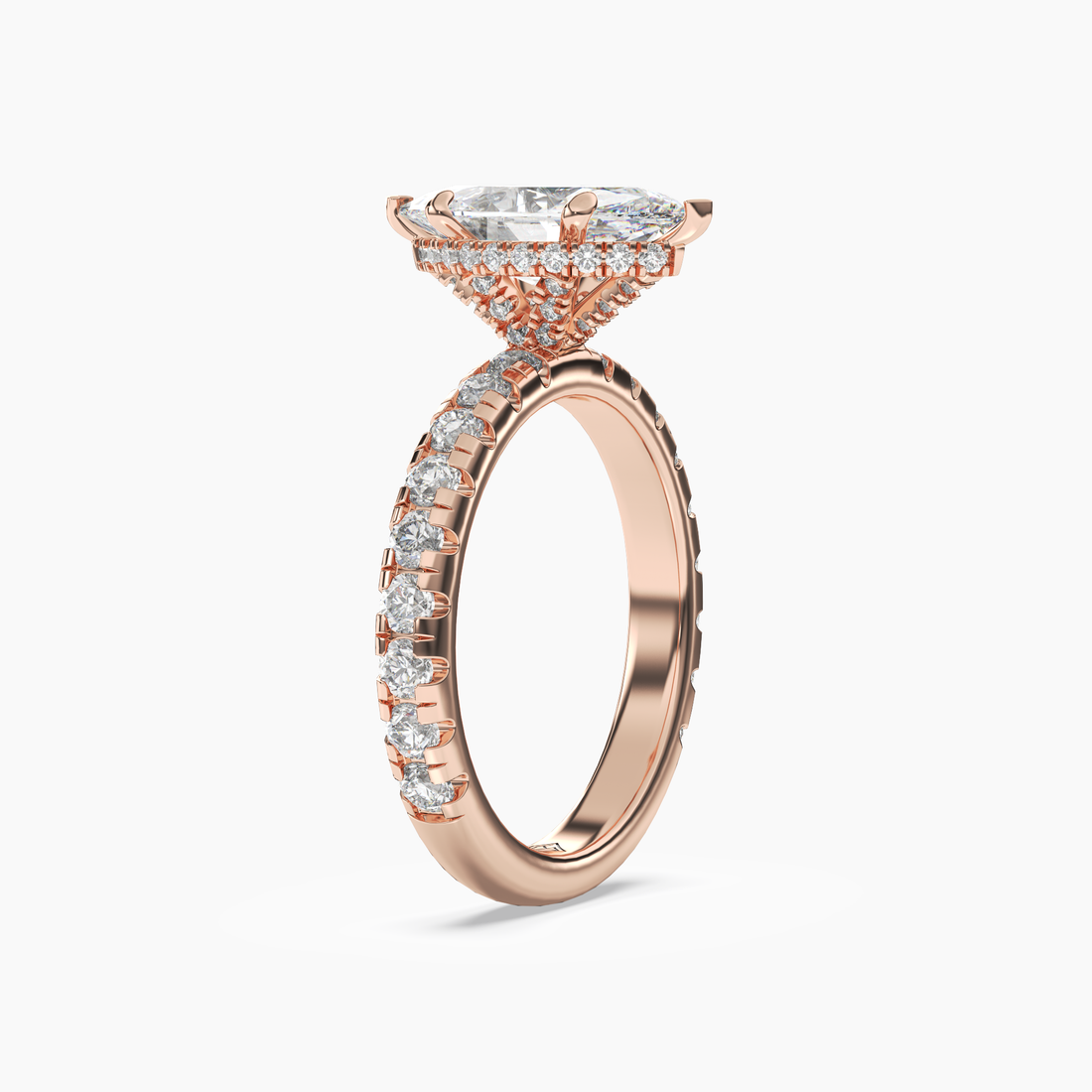 Iris 3.5 Carat Marquise Cut Hidden Halo Lab Grown Diamond Ring in 14K White Gold - View 8