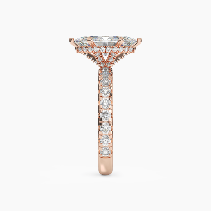 Iris 3 Carat Marquise Cut Hidden Halo Lab Grown Diamond Ring in 14K Yellow Gold - View 9