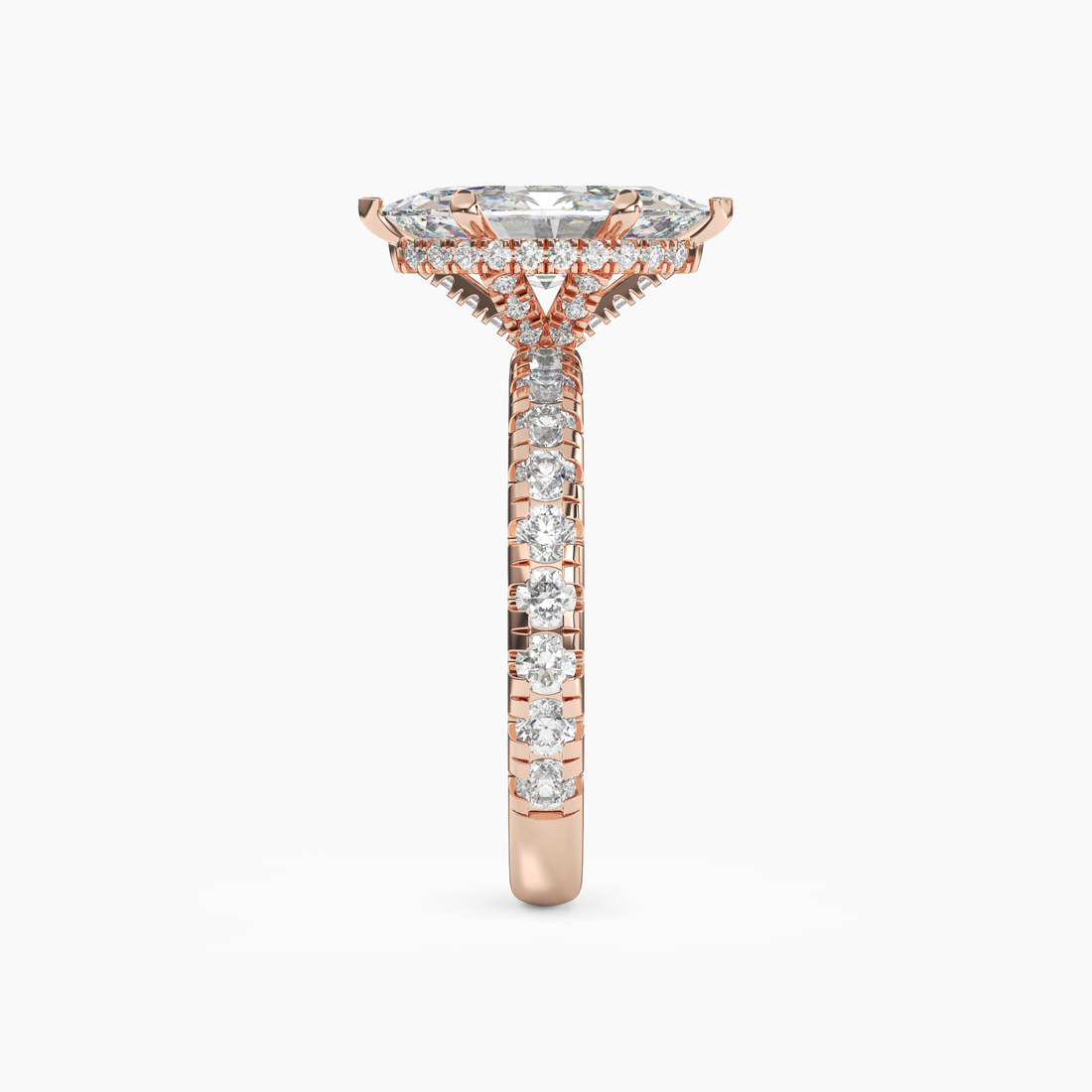 Iris 2.5 Carat Marquise Cut Hidden Halo Lab Grown Diamond Ring in 10K Yellow Gold - View 9