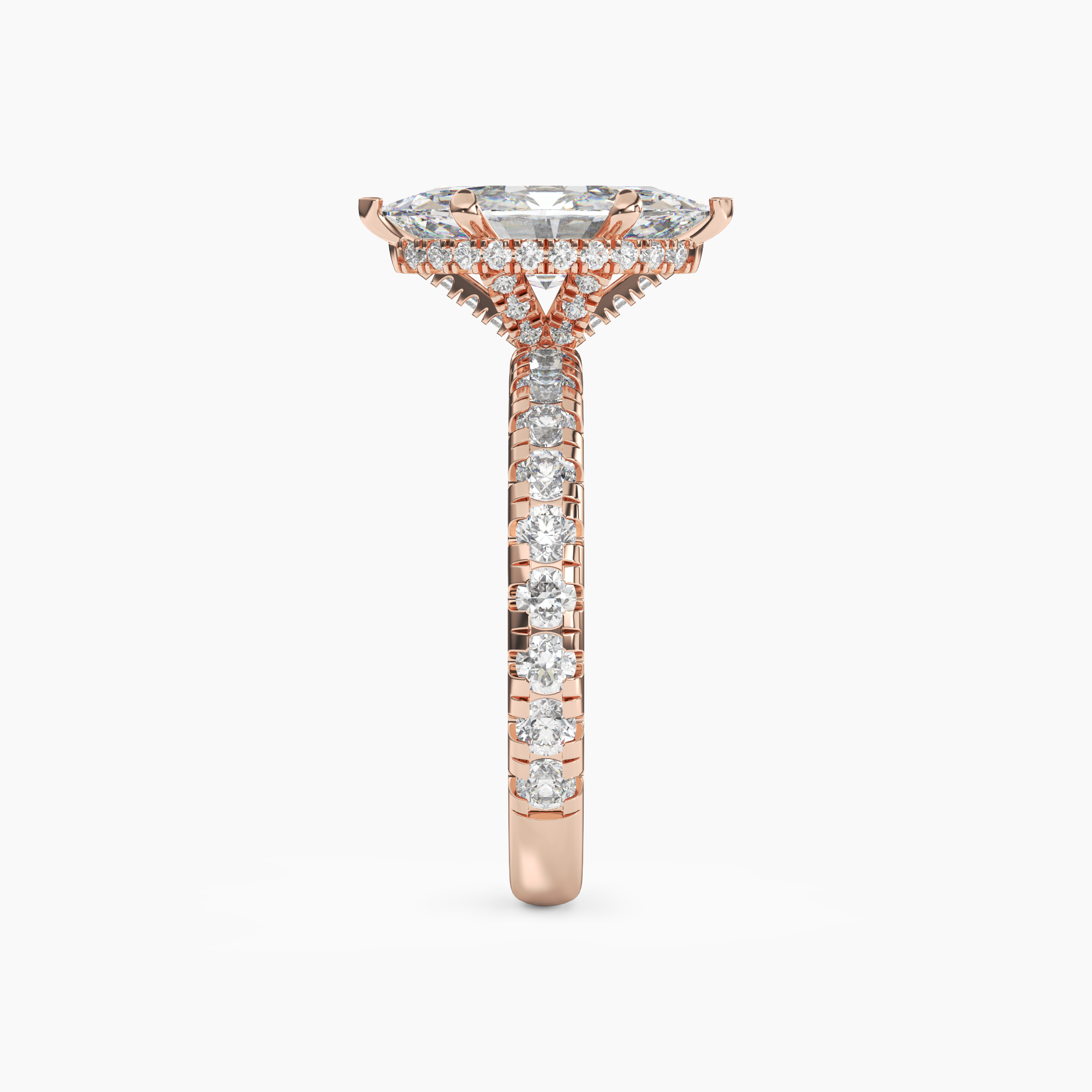 Iris 3 Carat Marquise Cut Hidden Halo Lab Grown Diamond Ring in Silver - View 9