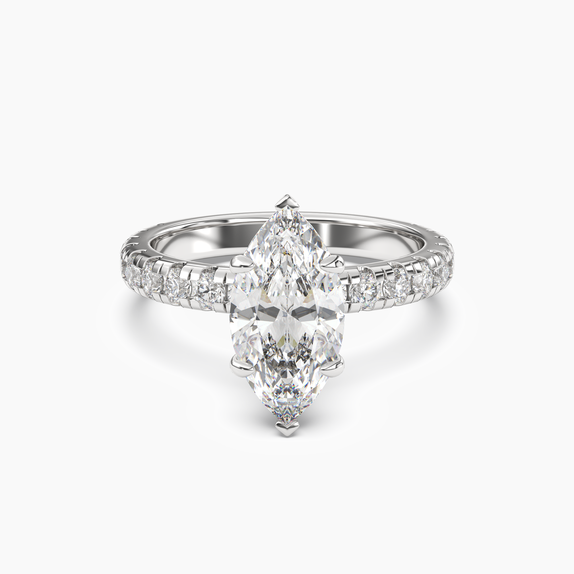 Iris 4 Carat Marquise Cut Hidden Halo Lab Grown Diamond Ring in 10K Yellow Gold - View 4