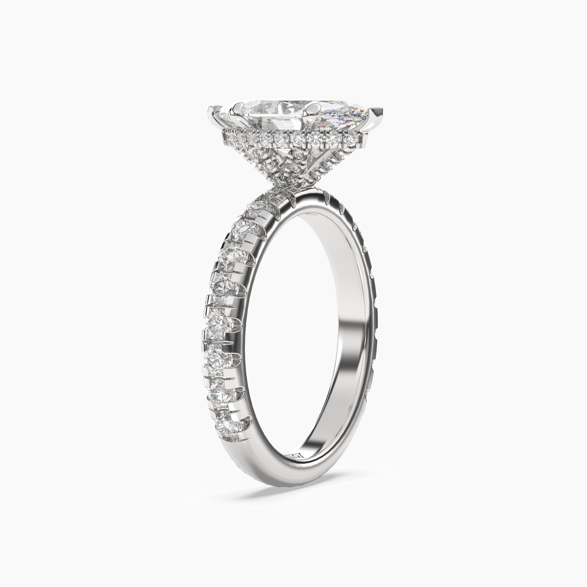 Iris 4.5 Carat Marquise Cut Hidden Halo Lab Grown Diamond Ring in 14K Yellow Gold - View 5