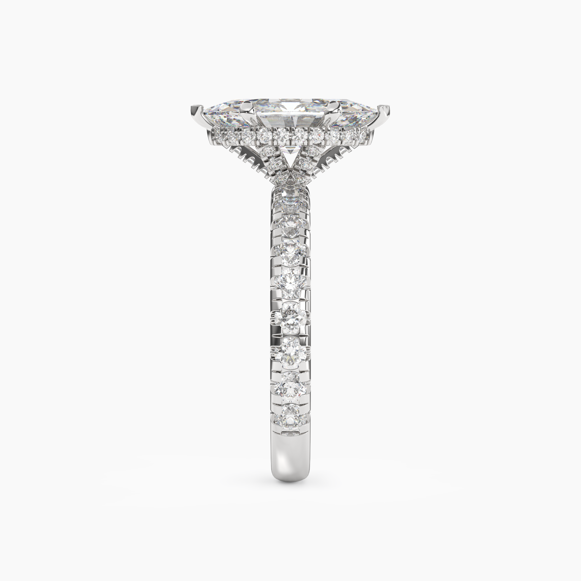 Iris 1 Carat Marquise Cut Hidden Halo Lab Grown Diamond Ring in 10K White Gold - View 3