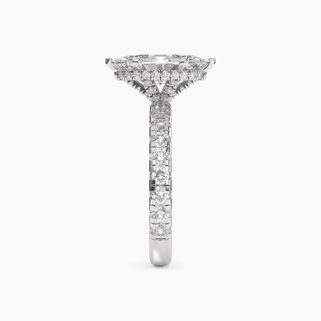 Iris 1 Carat Marquise Cut Hidden Halo Lab Grown Diamond Ring in Platinum - View 3
