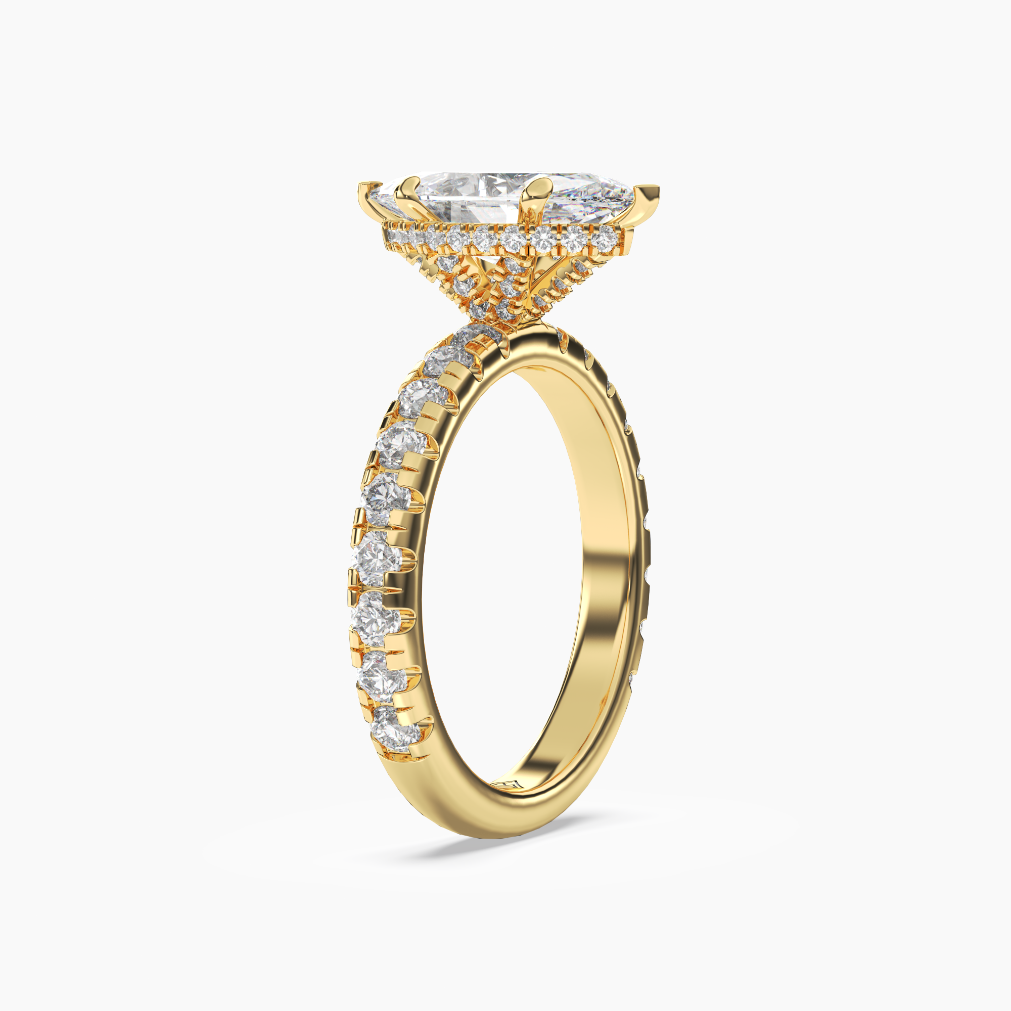 Iris 4 Carat Marquise Cut Hidden Halo Lab Grown Diamond Ring in 18K Yellow Gold - View 2
