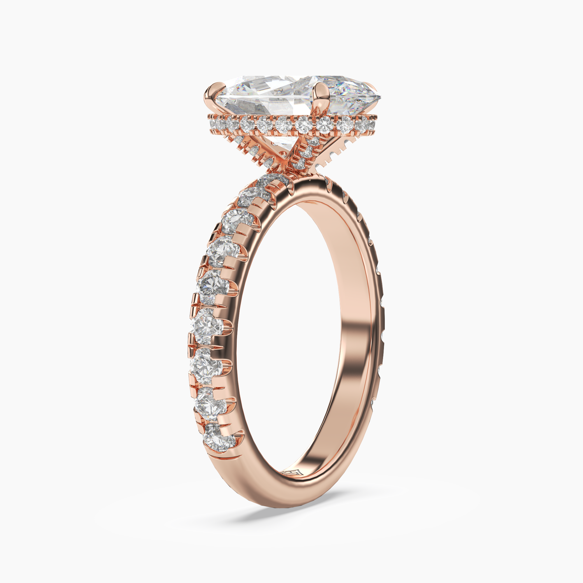 Iris 3.5 Carat Oval Cut Pave Lab Grown Diamond Ring in Platinum - View 8