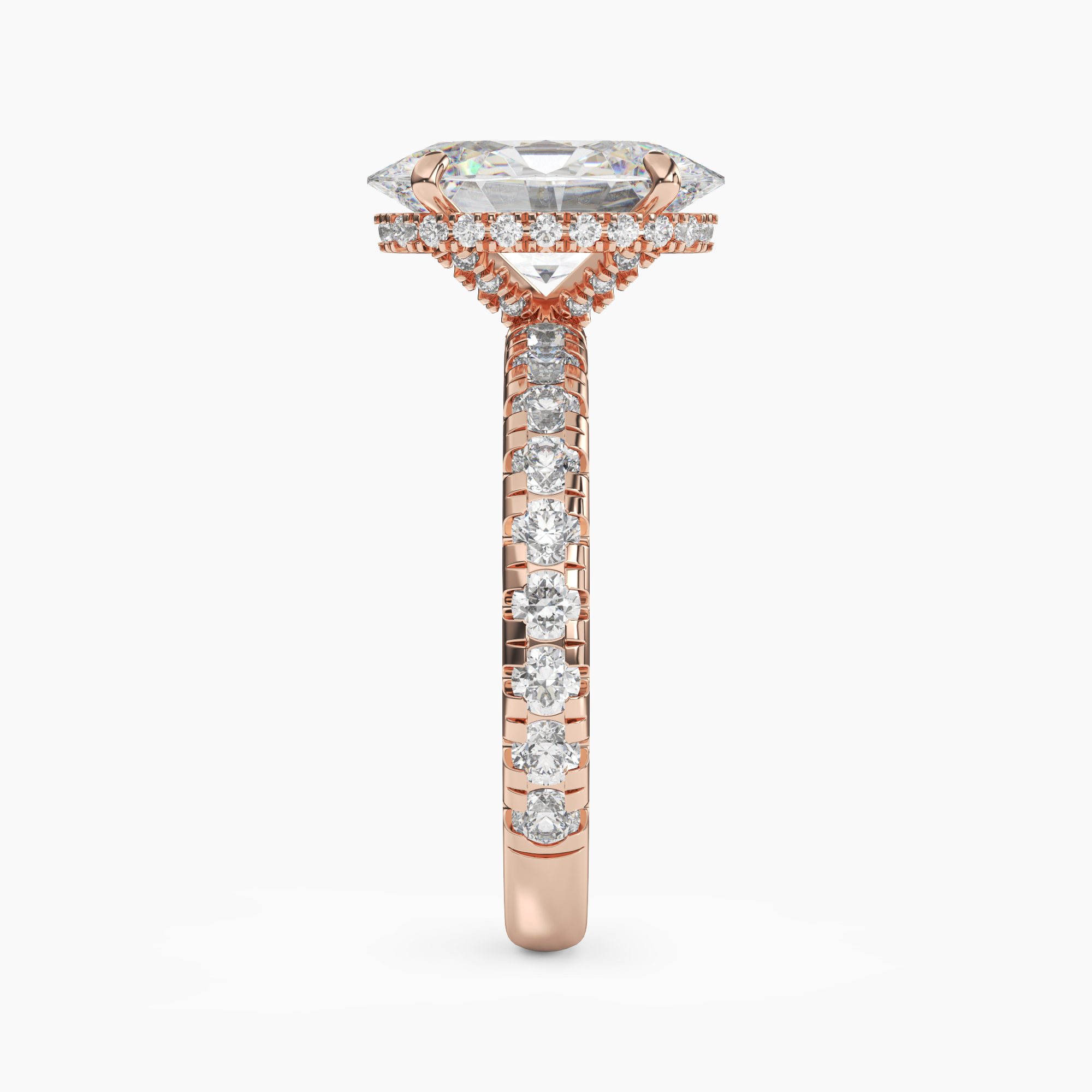 Iris 1.5 Carat Oval Cut Pave Lab Grown Diamond Ring in Platinum - View 9