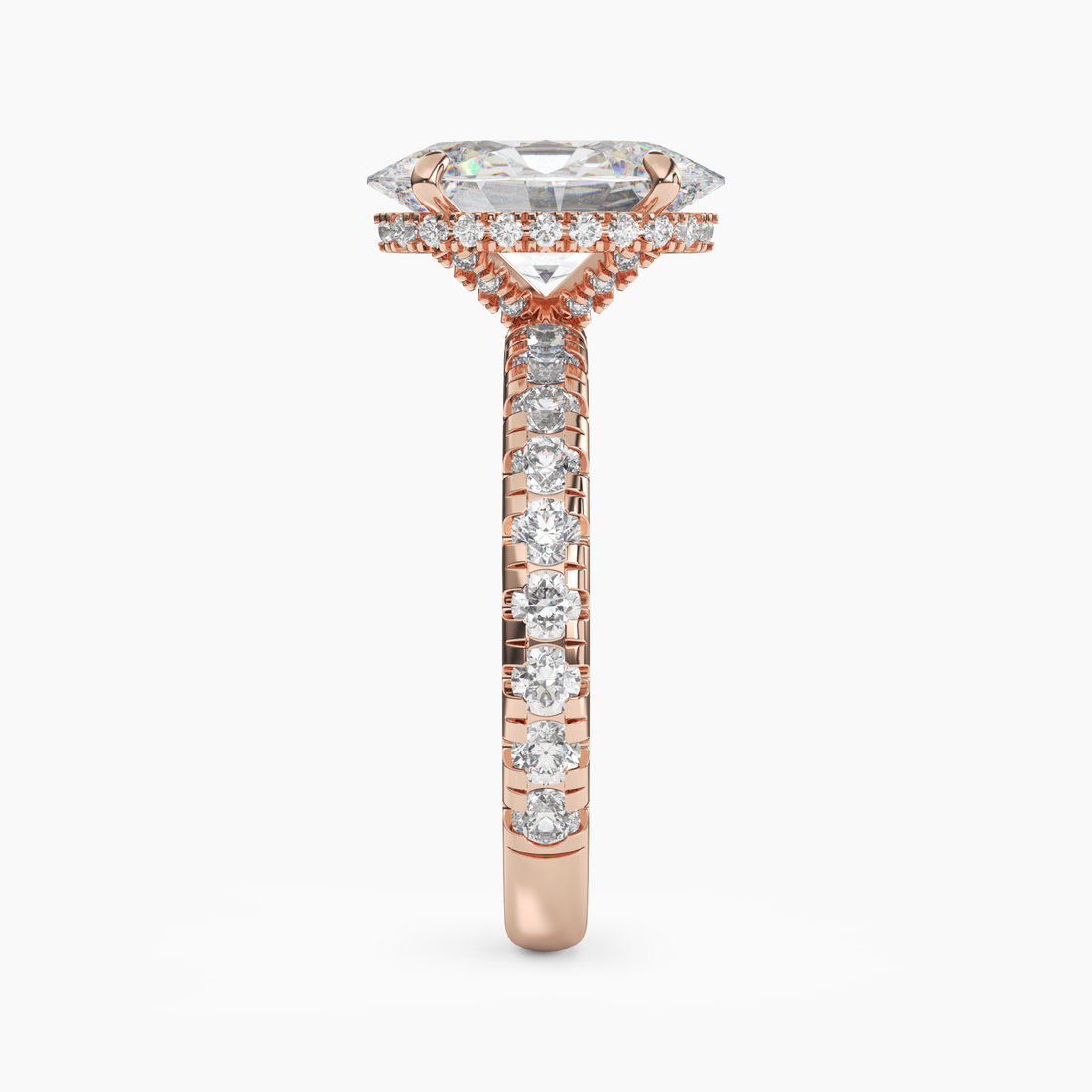 Iris 1 Carat Oval Cut Pave Lab Grown Diamond Ring in Platinum - View 9