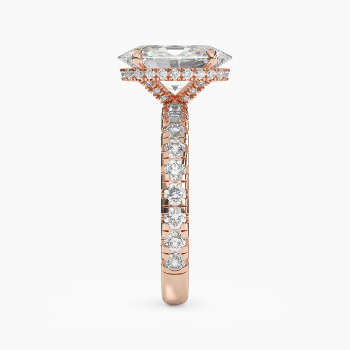 Iris 4.5 Carat Oval Cut Pave Lab Grown Diamond Ring in 14K Yellow Gold - View 9