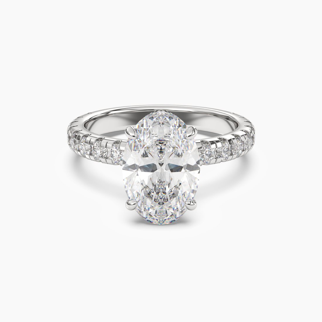 Iris 2 Carat Oval Cut Pave Lab Grown Diamond Ring in 18K Rose Gold - View 4