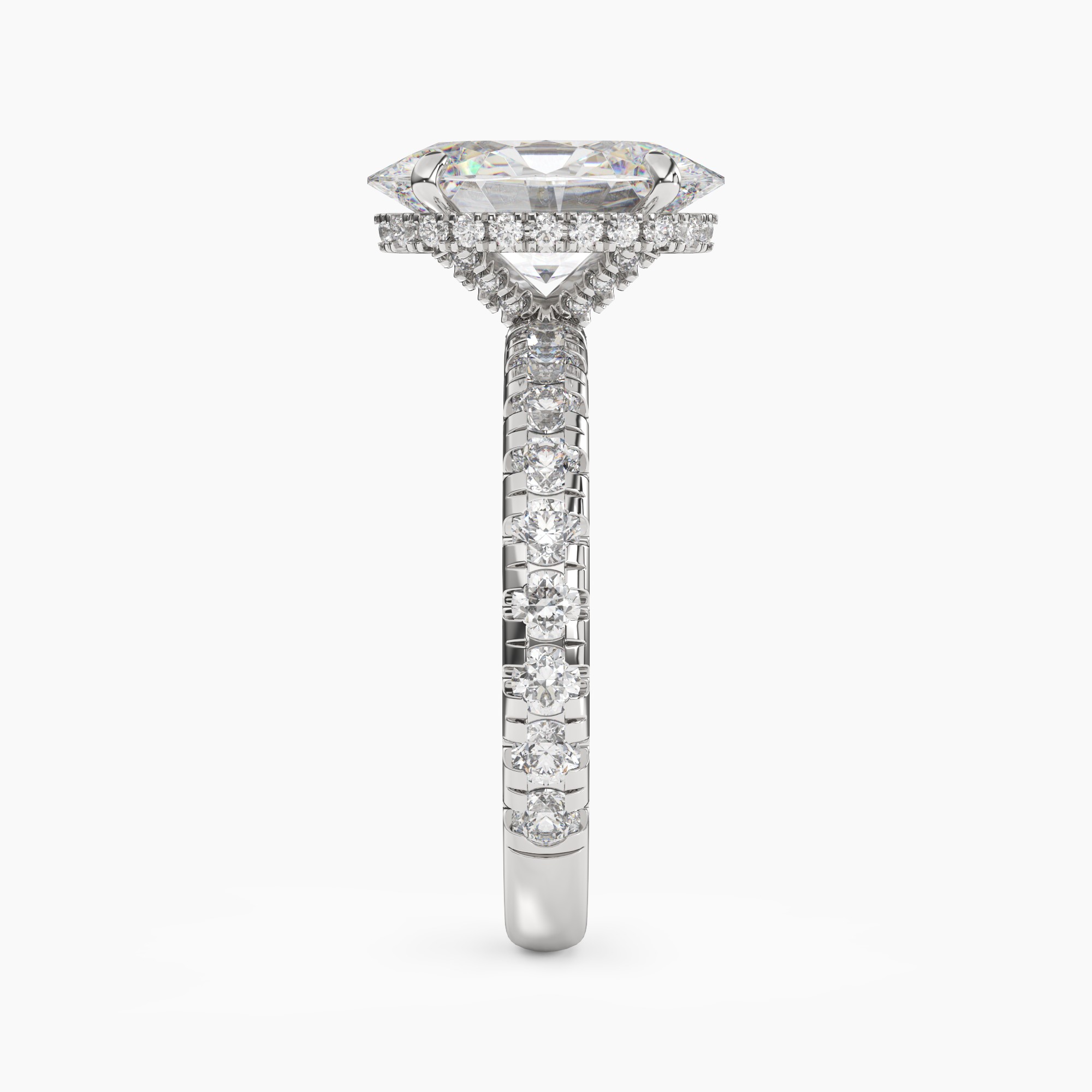 Iris 4.5 Carat Oval Cut Pave Lab Grown Diamond Ring in Platinum - View 3