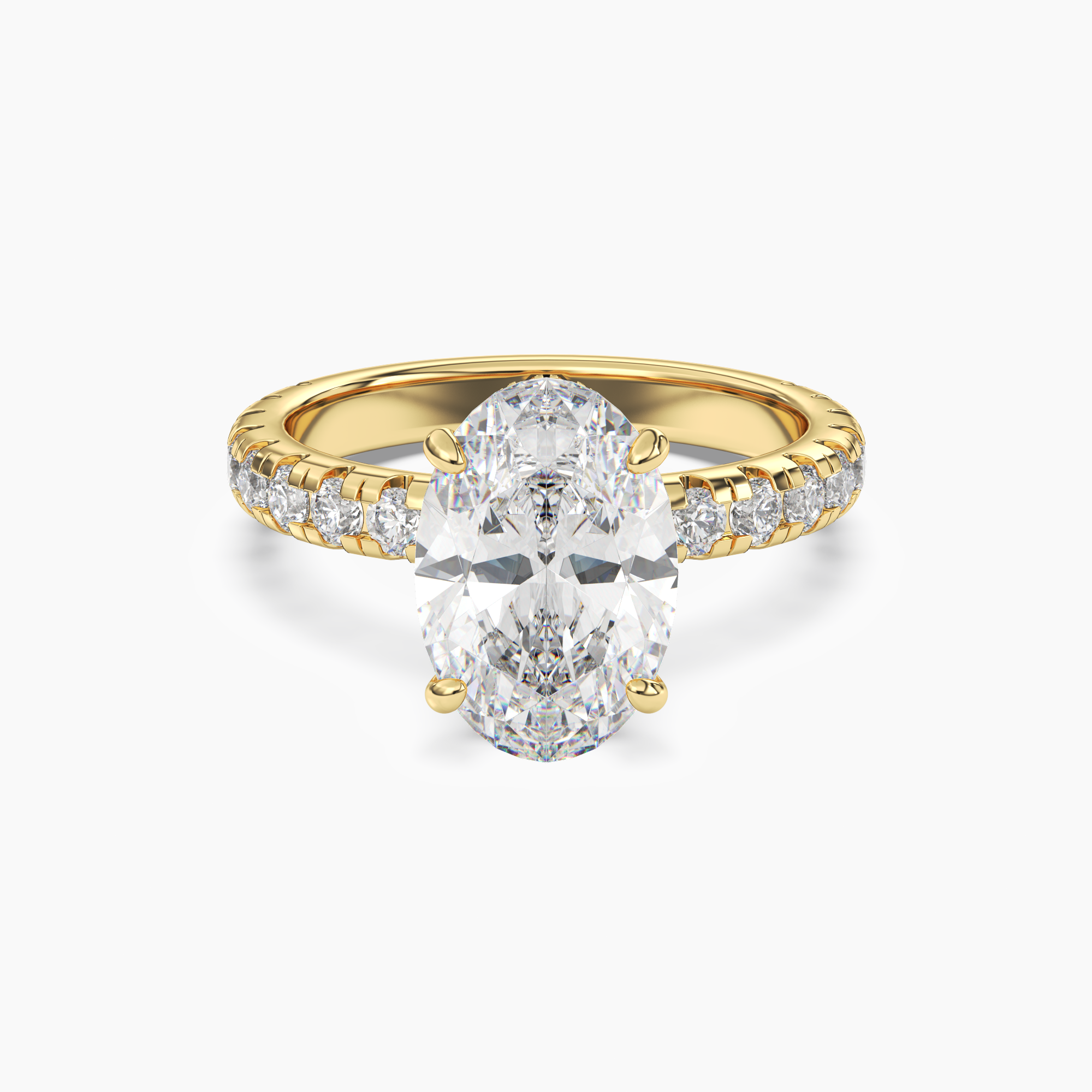 Iris 2.5 Carat Oval Cut Pave Lab Grown Diamond Ring in 14K Yellow Gold