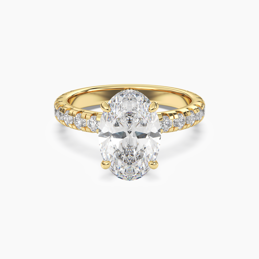 Iris 3.5 Carat Oval Cut Pave Lab Grown Diamond Ring in Platinum - View 4