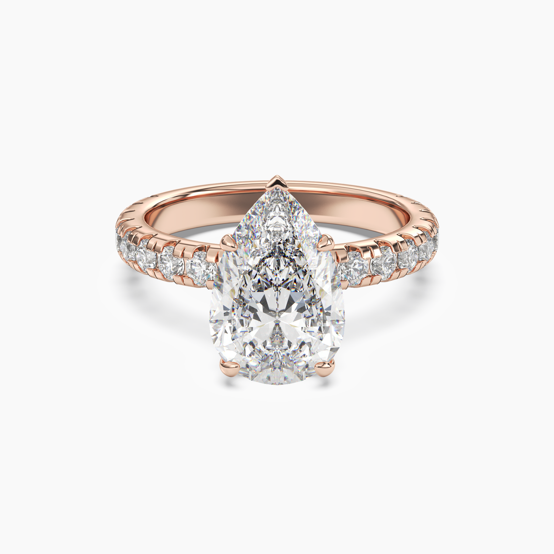 Iris 2 Carat Pear Cut Hidden Halo Lab Grown Diamond Ring in 18K Rose Gold