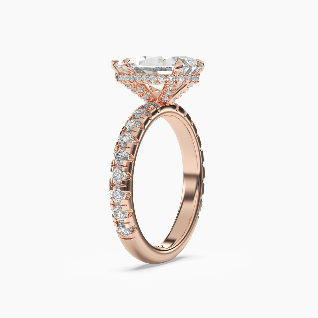 Iris 4 Carat Pear Cut Hidden Halo Lab Grown Diamond Ring in 18K White Gold - View 8