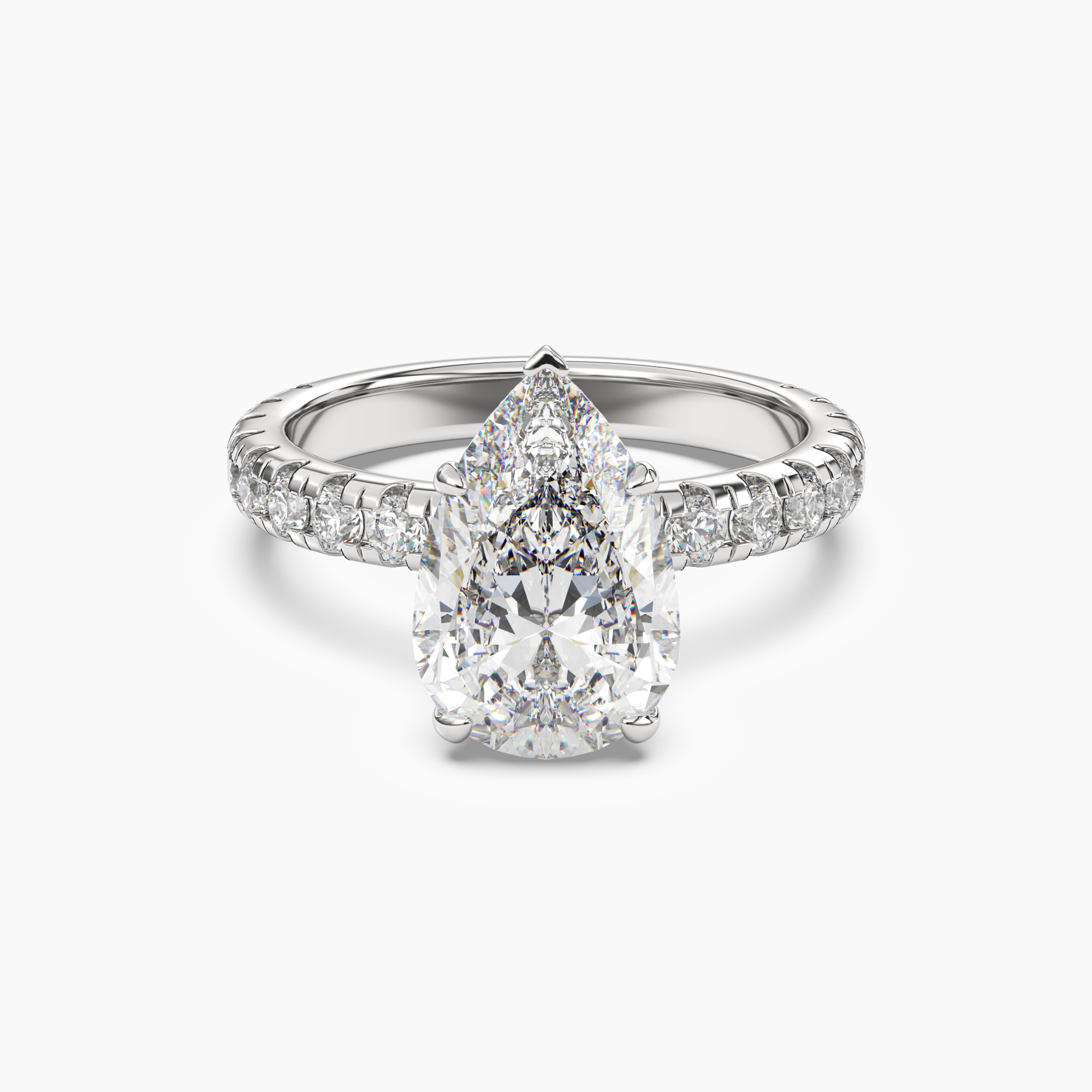 Iris 2 Carat Pear Cut Hidden Halo Lab Grown Diamond Ring in Platinum