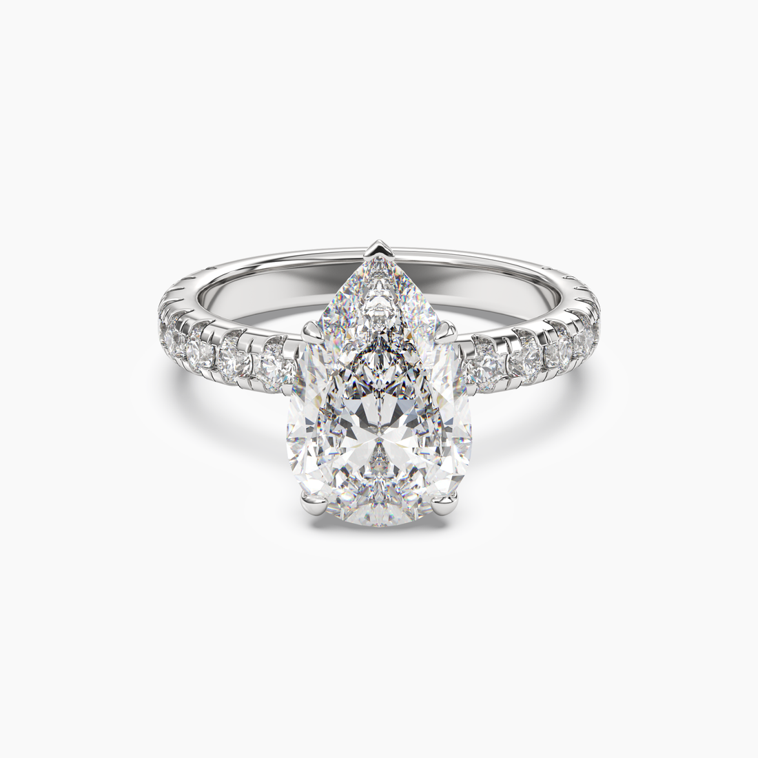 Iris 4 Carat Pear Cut Hidden Halo Lab Grown Diamond Ring in 18K Rose Gold - View 4