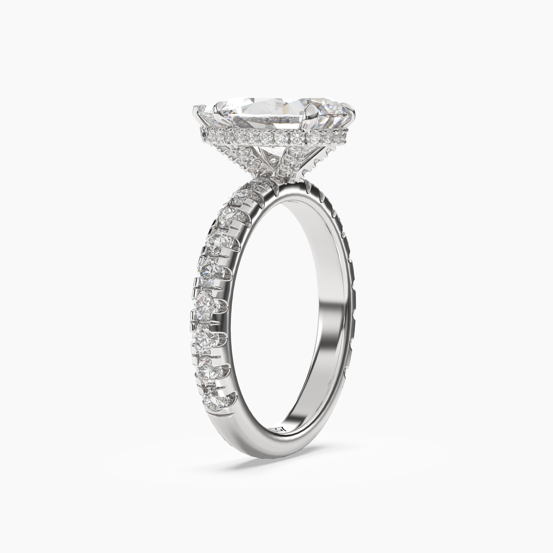 Iris 1.5 Carat Pear Cut Hidden Halo Lab Grown Diamond Ring in Silver - View 2