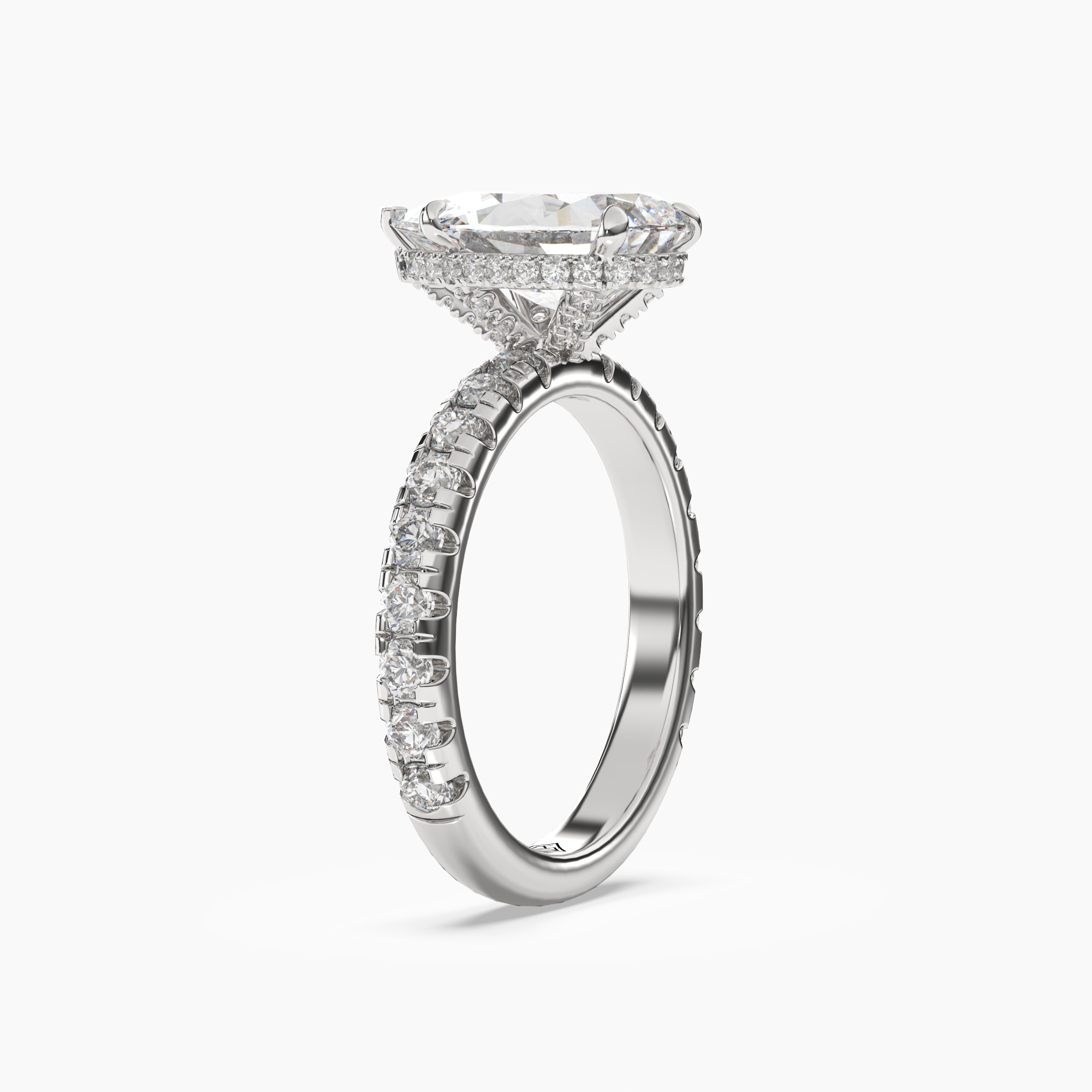 Iris 1 Carat Pear Cut Hidden Halo Lab Grown Diamond Ring in Platinum - View 2