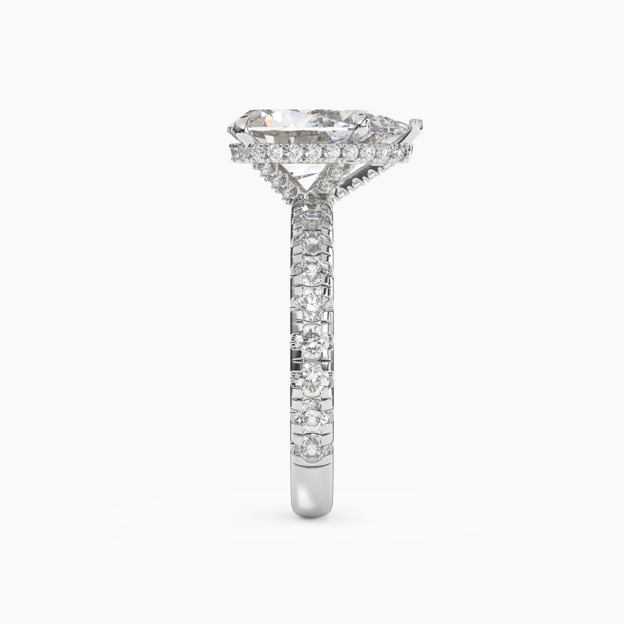 Iris 2 Carat Pear Cut Hidden Halo Lab Grown Diamond Ring in Platinum - View 3