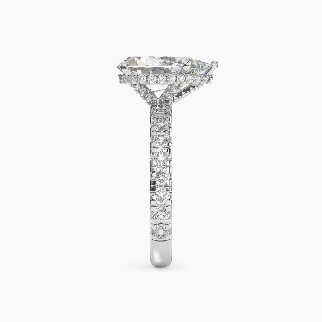 Iris 3 Carat Pear Cut Hidden Halo Lab Grown Diamond Ring in Platinum - View 3