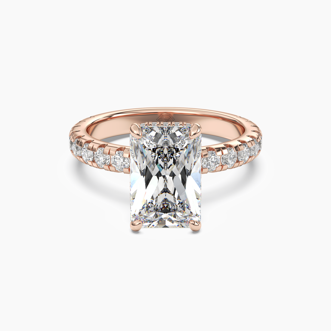 Iris 4.5 Carat Radiant Cut Pave Lab Grown Diamond Ring in 18K White Gold - View 7