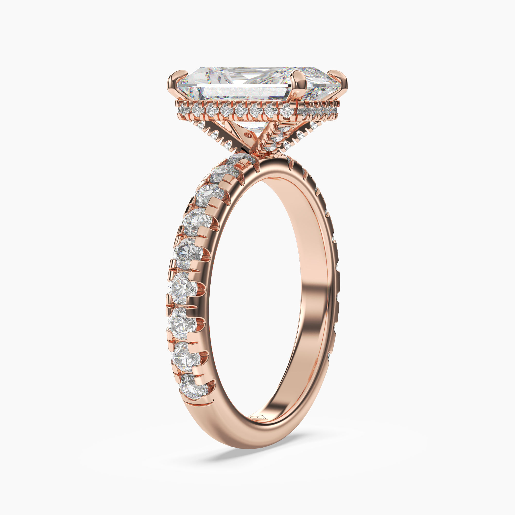 Iris 1.5 Carat Radiant Cut Pave Lab Grown Diamond Ring in Platinum - View 8