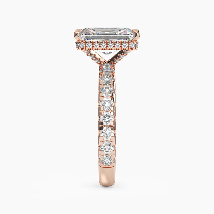 Iris 3.5 Carat Radiant Cut Pave Lab Grown Diamond Ring in 14K Yellow Gold - View 9