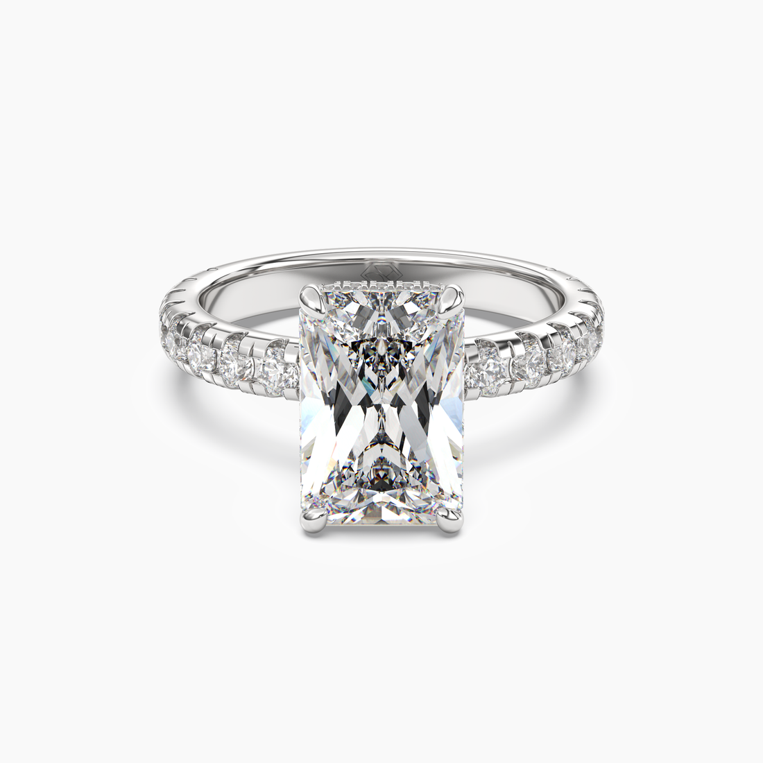 Iris 5 Carat Radiant Cut Pave Lab Grown Diamond Ring in Silver
