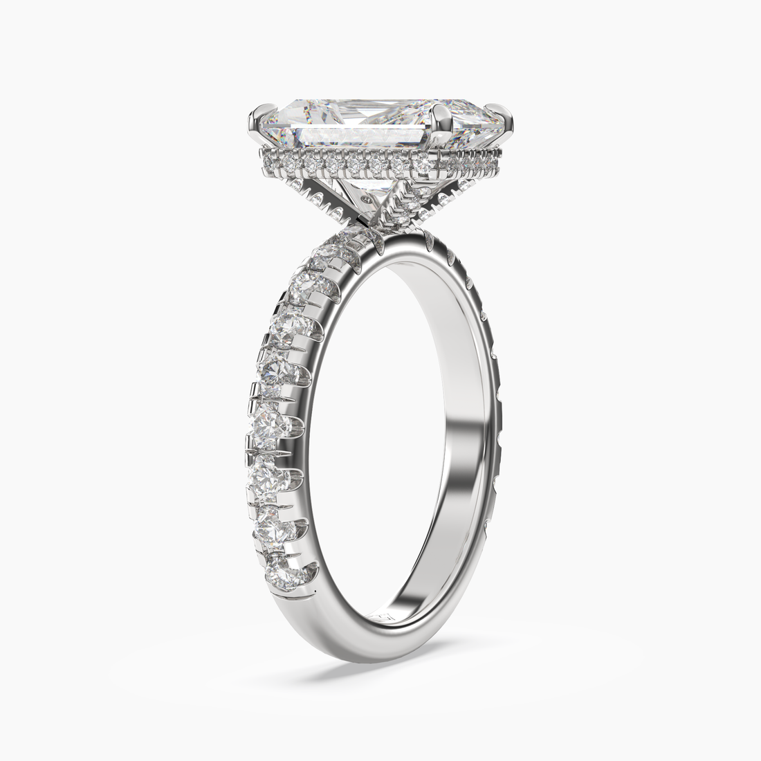 Iris 2 Carat Radiant Cut Pave Lab Grown Diamond Ring in 14K Yellow Gold - View 5