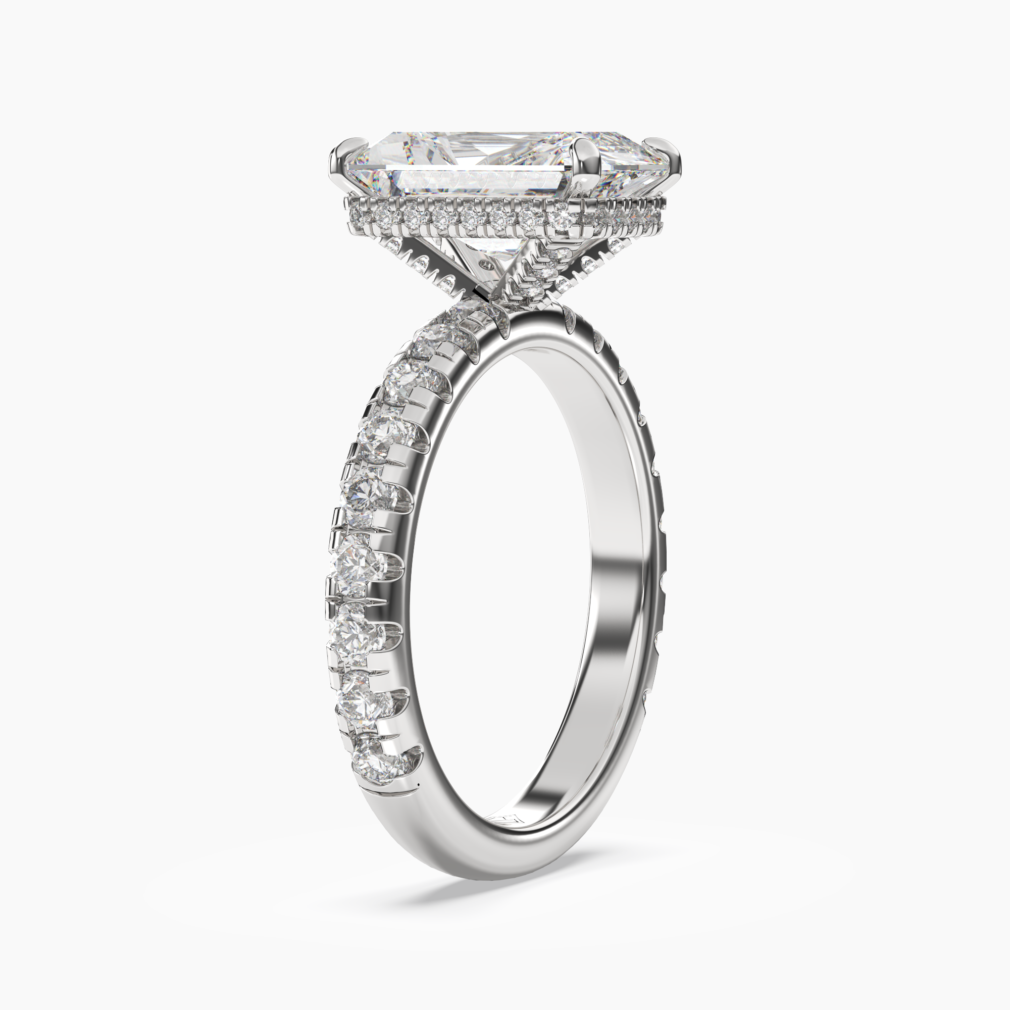 Iris 4.5 Carat Radiant Cut Pave Lab Grown Diamond Ring in Silver - View 2