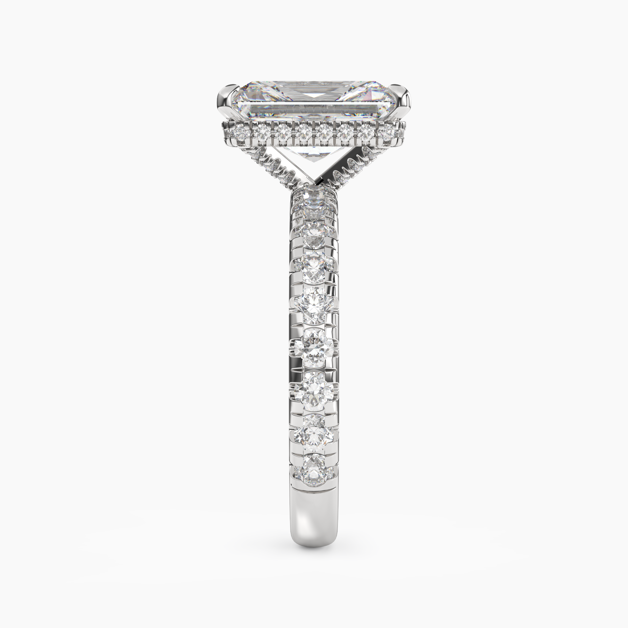 Iris 5 Carat Radiant Cut Pave Lab Grown Diamond Ring in Silver - View 3