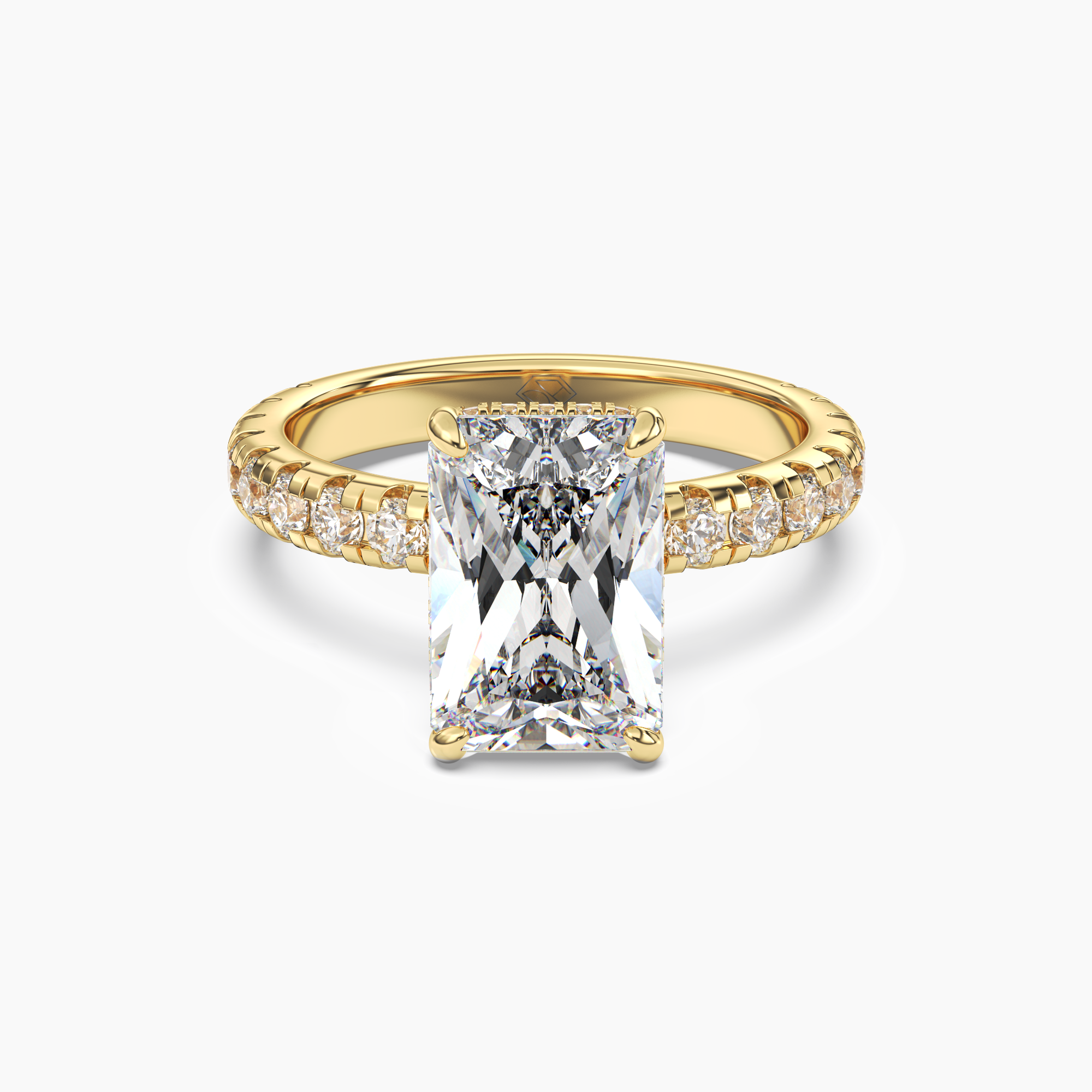 Iris 2 Carat Radiant Cut Pave Lab Grown Diamond Ring in 18K Yellow Gold
