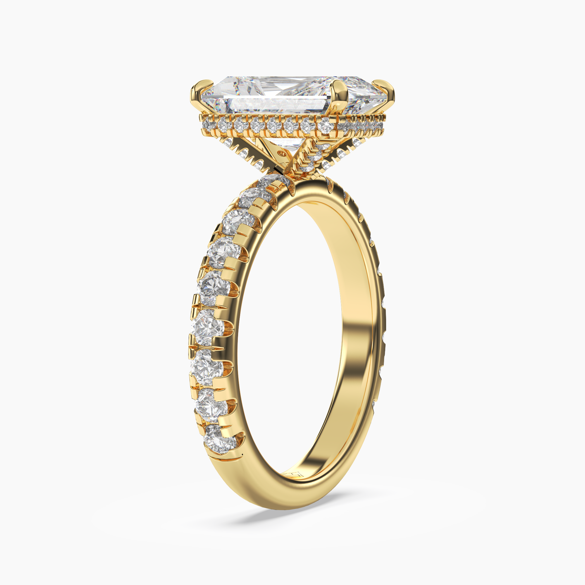 Iris 4 Carat Radiant Cut Pave Lab Grown Diamond Ring in 10K White Gold - View 5