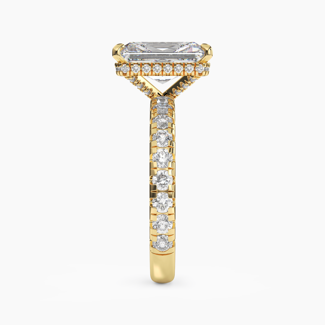 Iris 4 Carat Radiant Cut Pave Lab Grown Diamond Ring in 14K White Gold - View 6