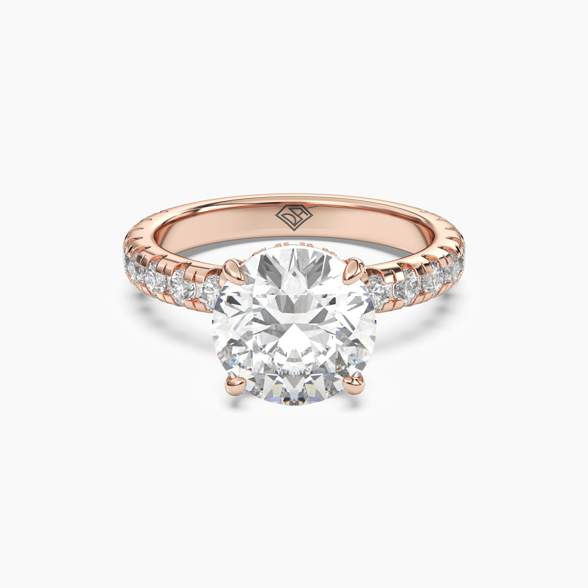 Iris 2 Carat Round Cut Hidden Halo Lab Grown Diamond Ring in Platinum - View 7