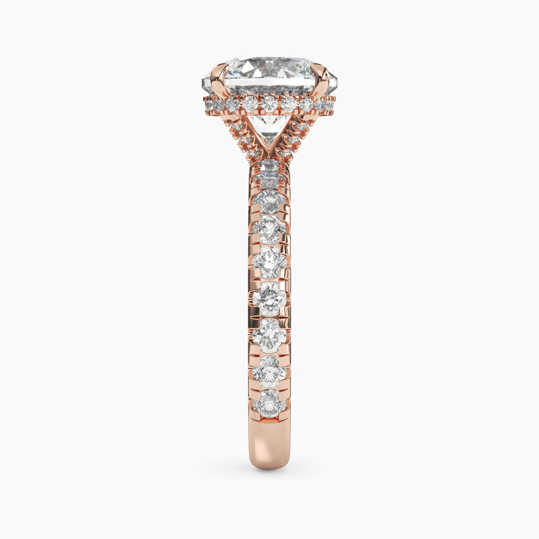 Iris 4 Carat Round Cut Hidden Halo Lab Grown Diamond Ring in 10K White Gold - View 9