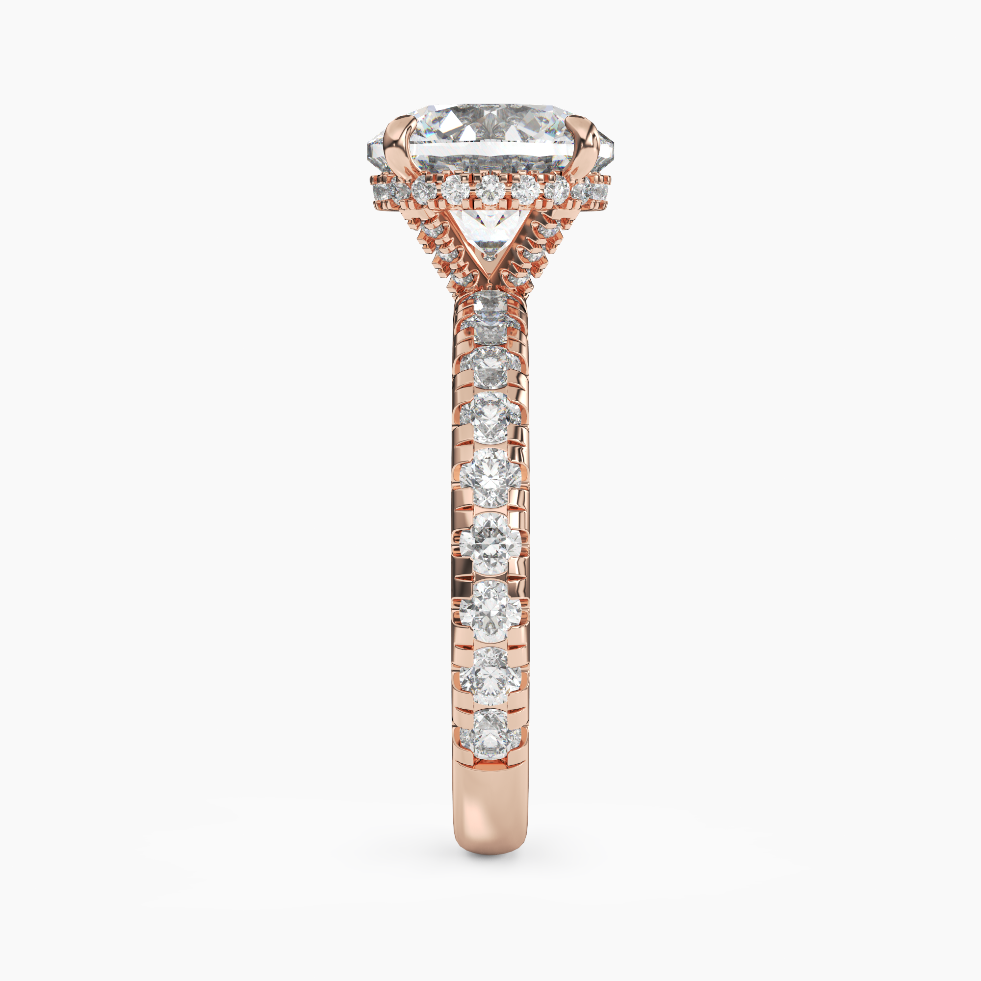 Iris 3.5 Carat Round Cut Hidden Halo Lab Grown Diamond Ring in 10K White Gold - View 9