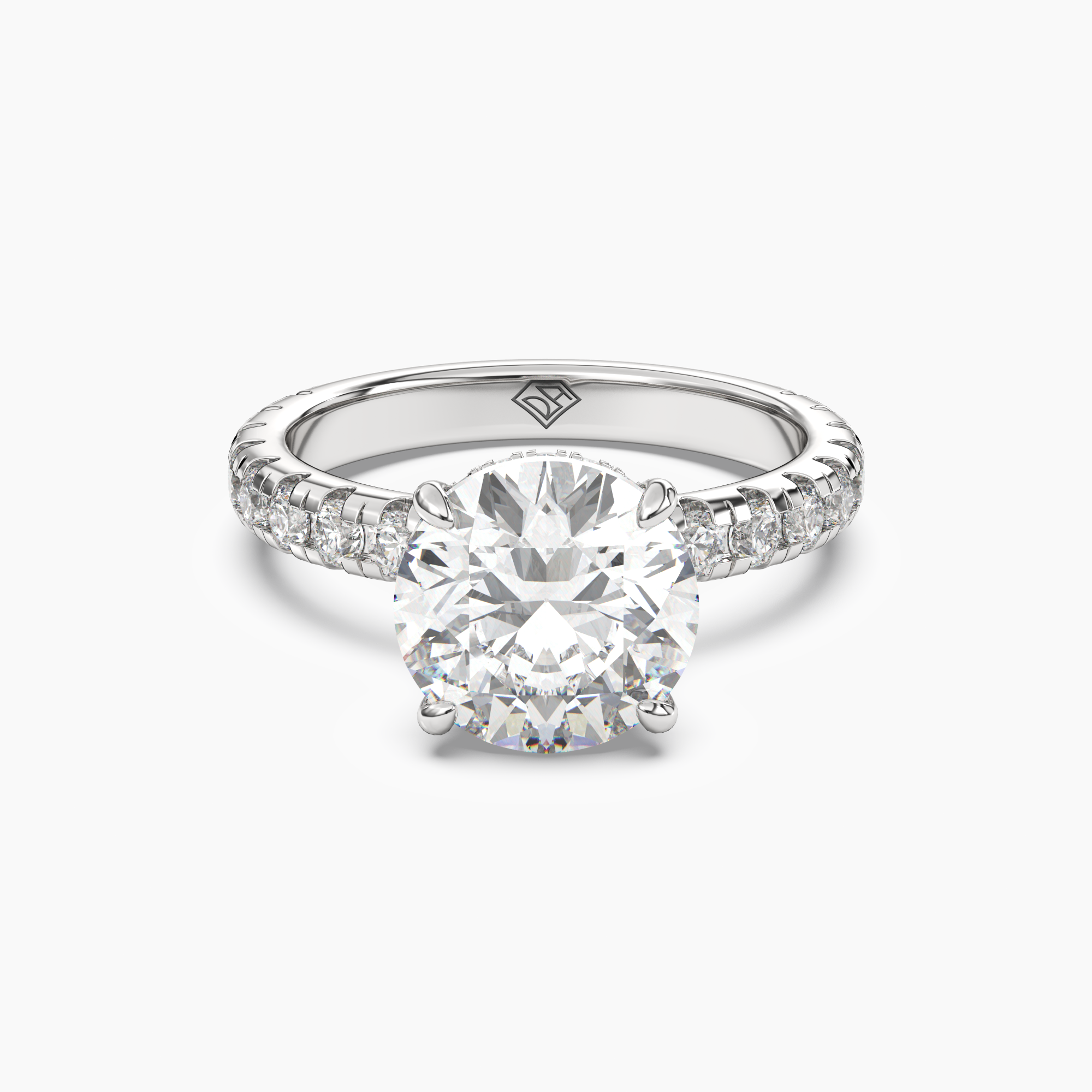 Iris 5 Carat Round Cut Hidden Halo Lab Grown Diamond Ring in Platinum