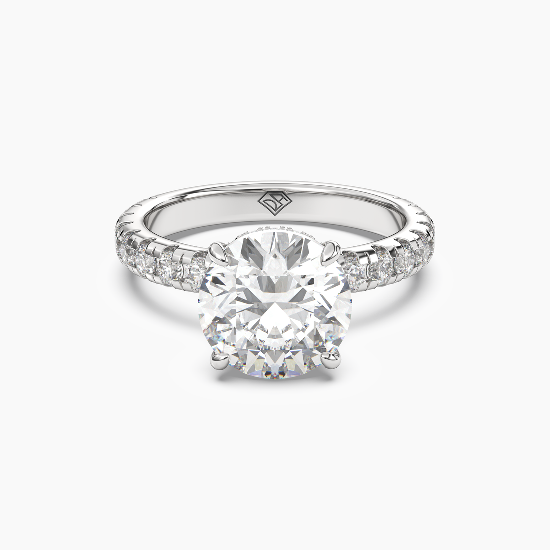 Iris 4.5 Carat Round Cut Hidden Halo Lab Grown Diamond Ring in Silver