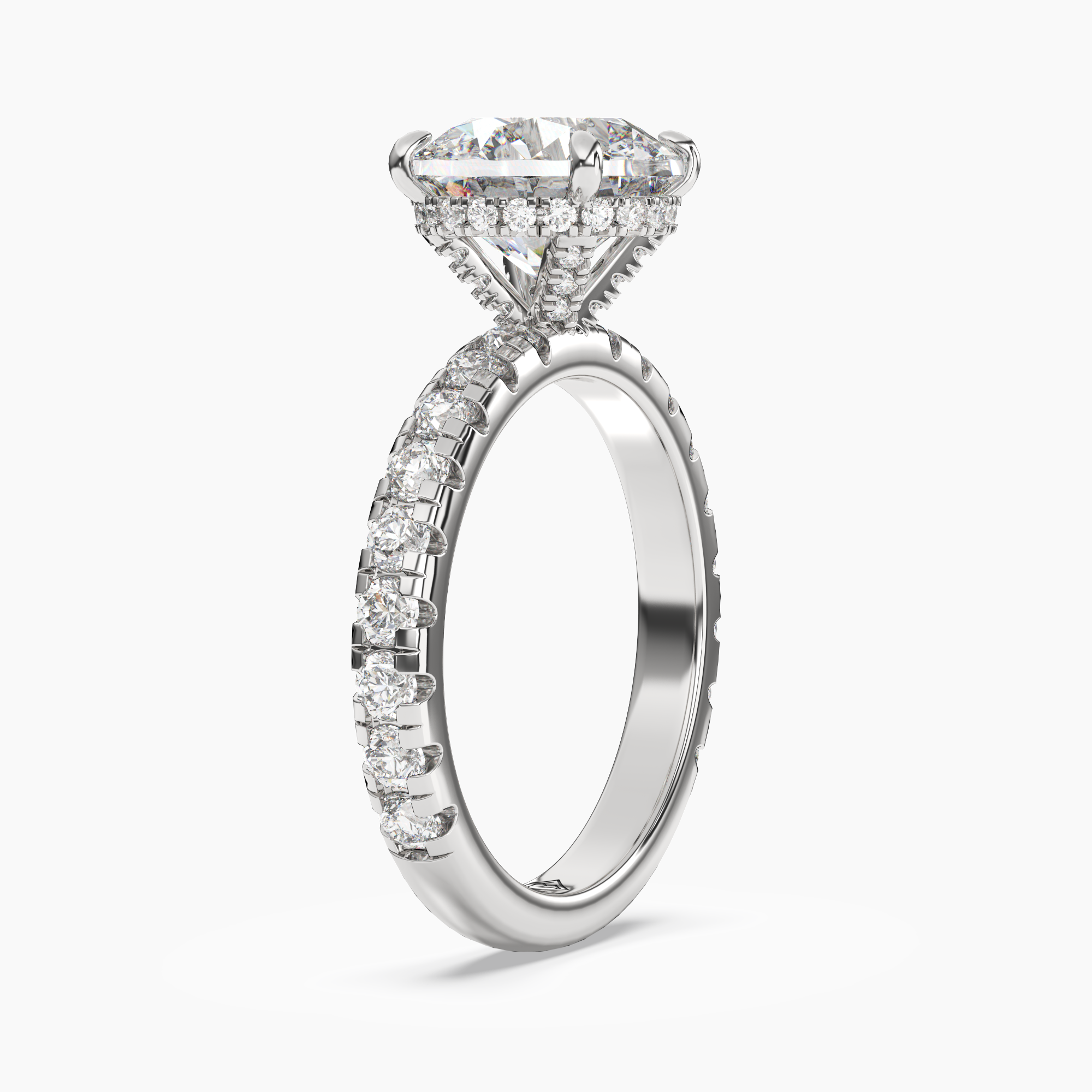 Iris 1.5 Carat Round Cut Hidden Halo Lab Grown Diamond Ring in Platinum - View 2